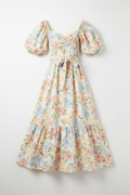 Women's floral midi summer dress on white background